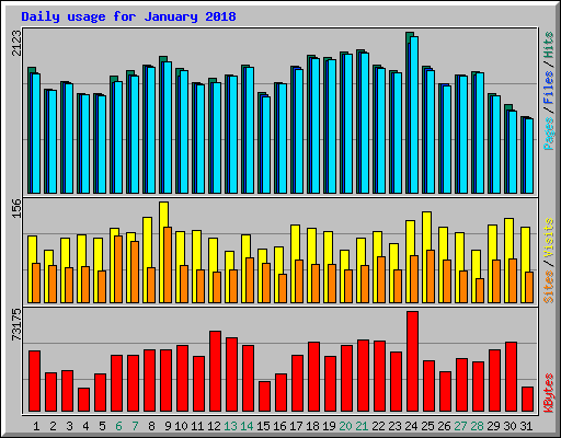 Daily usage for January 2018