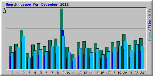 Hourly usage for December 2012