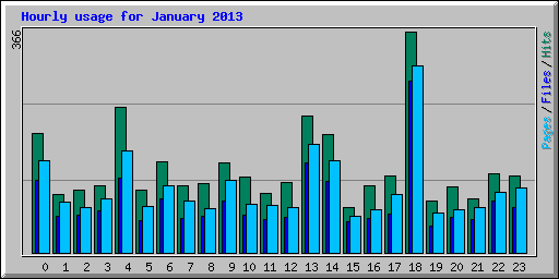 Hourly usage for January 2013