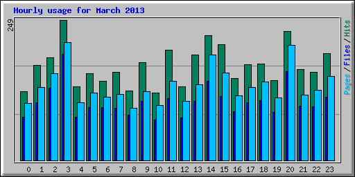 Hourly usage for March 2013