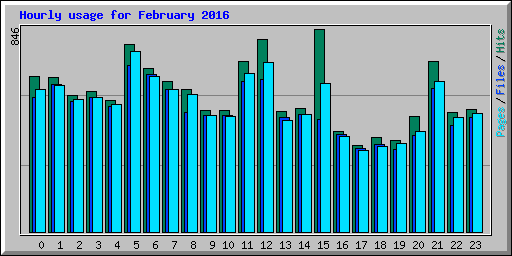 Hourly usage for February 2016